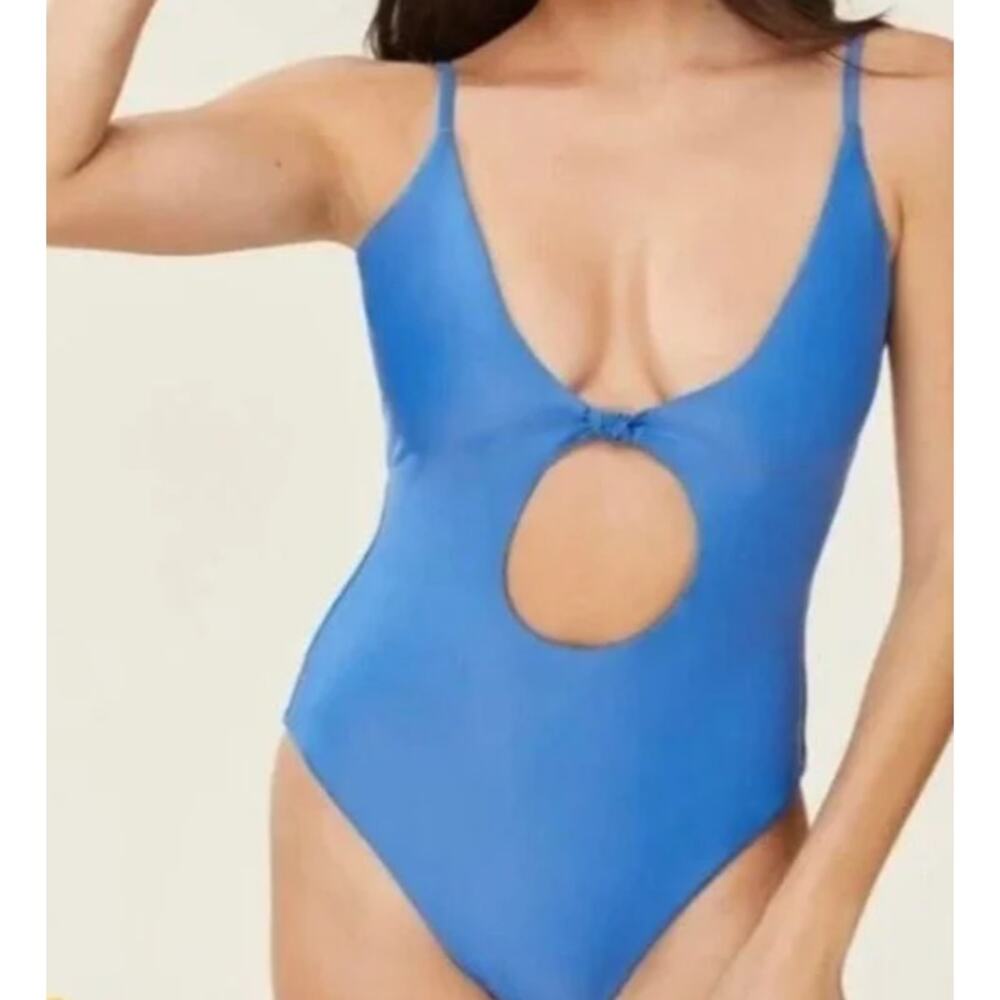 NWT Andie Swim The Santorini One Piece Smooth Swimsuit Horizon Blue Size L